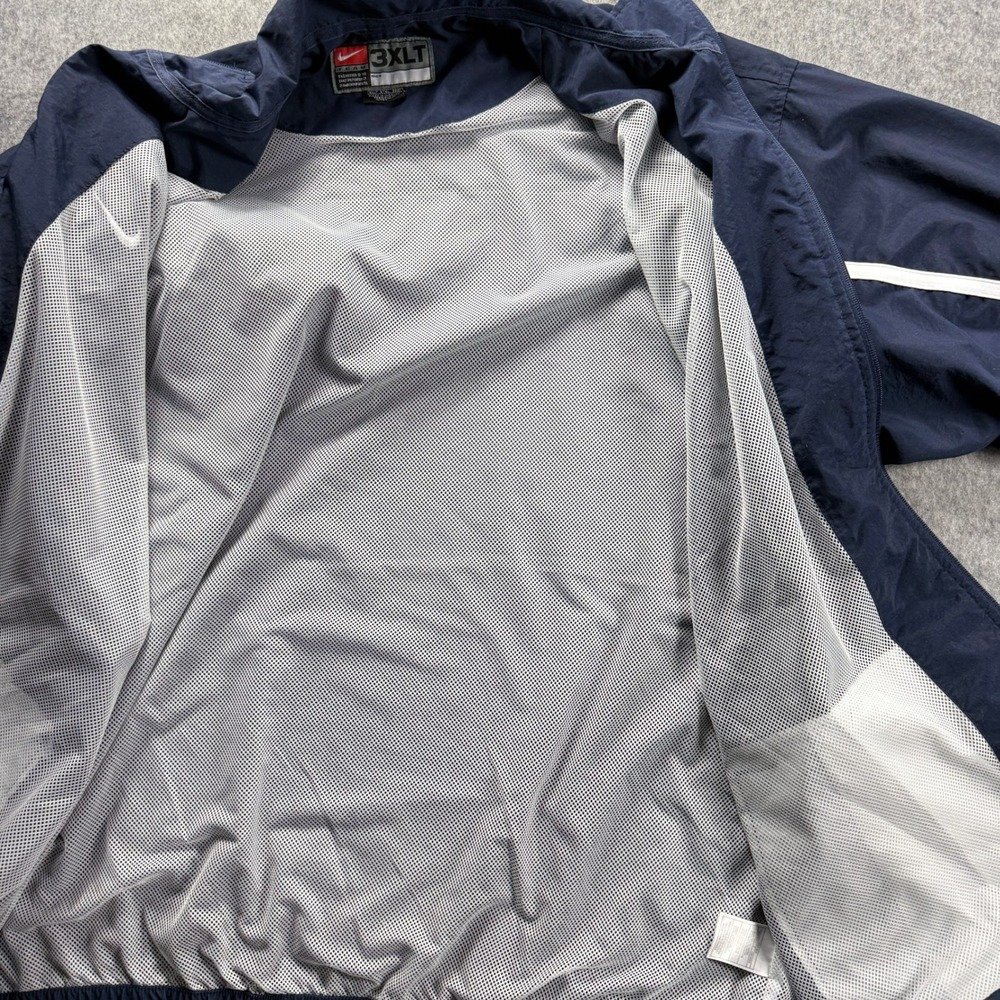 Vintage Nike Team Windbreaker Track Jacket Mens 3XLT Navy White Full Zip Mesh - Picture 6 of 10
